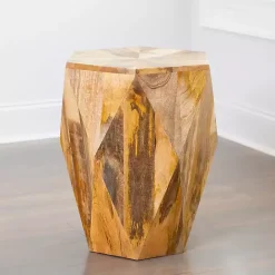 Discount Kirklands Home Mango Wood Hexagon Side Table Tan