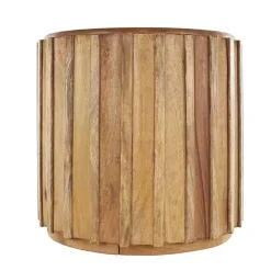 Best Kirklands Home Mango Wood Ridged Drum Accent Table Brown