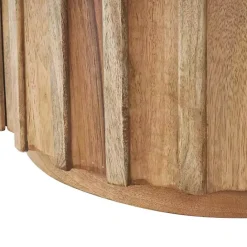 Best Kirklands Home Mango Wood Ridged Drum Accent Table Brown