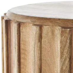 Best Kirklands Home Mango Wood Ridged Drum Accent Table Brown
