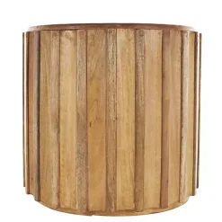 Best Kirklands Home Mango Wood Ridged Drum Accent Table Brown