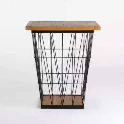 Best Kirklands Home Mango Wood Storage Basket Side Table