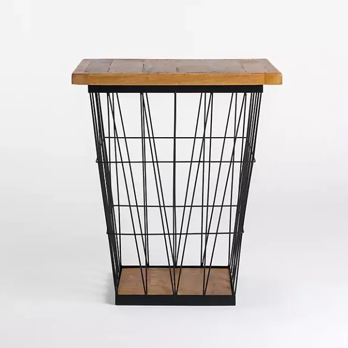 Best Kirklands Home Mango Wood Storage Basket Side Table