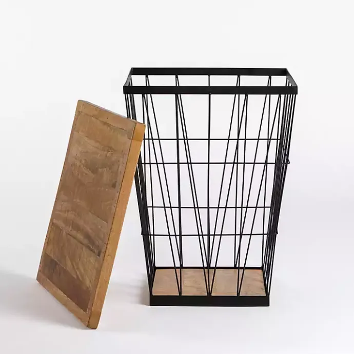 Best Kirklands Home Mango Wood Storage Basket Side Table