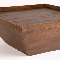Best Kirklands Home Mango Wood Walnut Angled Square Coffee Table Brown