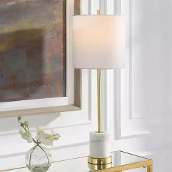 Outlet Kirklands Home Marble and Gold Turret Buffet Lamp White