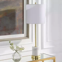 Outlet Kirklands Home Marble and Gold Turret Buffet Lamp White
