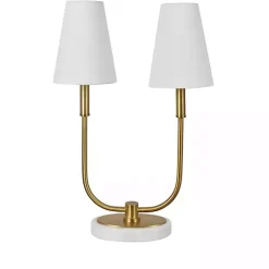 Discount Kirklands Home Marble and Gold Twin Shade Table Lamp White