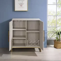 Clearance Kirklands Home Marble Finish Gold Handle Storage Cabinet
