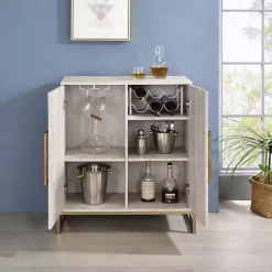 Clearance Kirklands Home Marble Finish Gold Handle Storage Cabinet