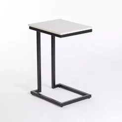 Online Kirklands Home Marble Modern Black Metal C-Table White