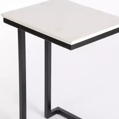 Online Kirklands Home Marble Modern Black Metal C-Table White