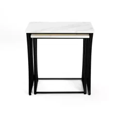 Kirklands Home Marble Nesting Accent Tables, Set of 2 White