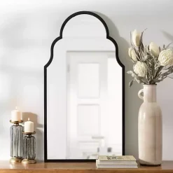 Hot Kirklands Home Maria Metal Arch Wall Mirror Black