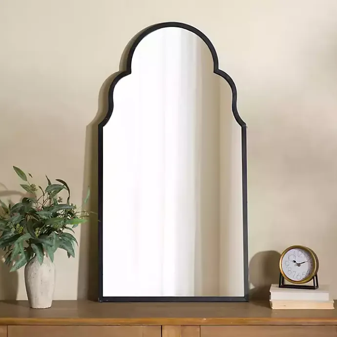 Hot Kirklands Home Maria Metal Arch Wall Mirror Black