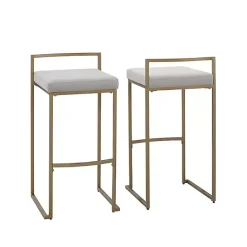 Hot Kirklands Home Marley and Gold Bar Stools, Set of 2 Gray