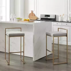 Hot Kirklands Home Marley and Gold Bar Stools, Set of 2 Gray