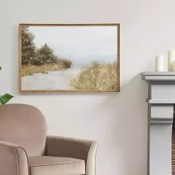 Hot Kirklands Home Martha Stewart Lake Walk Framed Canvas Art Print Tan