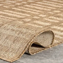 Online Kirklands Home Marti Banded Lines Outdoor Rug, 8x10 Tan