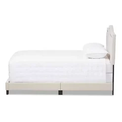 New Kirklands Home Mary Beige Button Tufted King Bed Frame Ivory