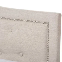 New Kirklands Home Mary Beige Button Tufted King Bed Frame Ivory