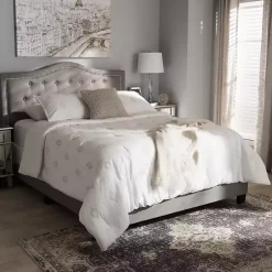 Outlet Kirklands Home Mary Light Button Tufted Full Bed Frame Gray
