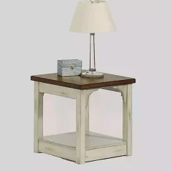 Online Kirklands Home Mary and Natural Wooden Square Accent Table White