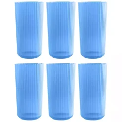 Sale Kirklands Home Matte Azure Ribbed Tall Glasses, Set of 6 Blue