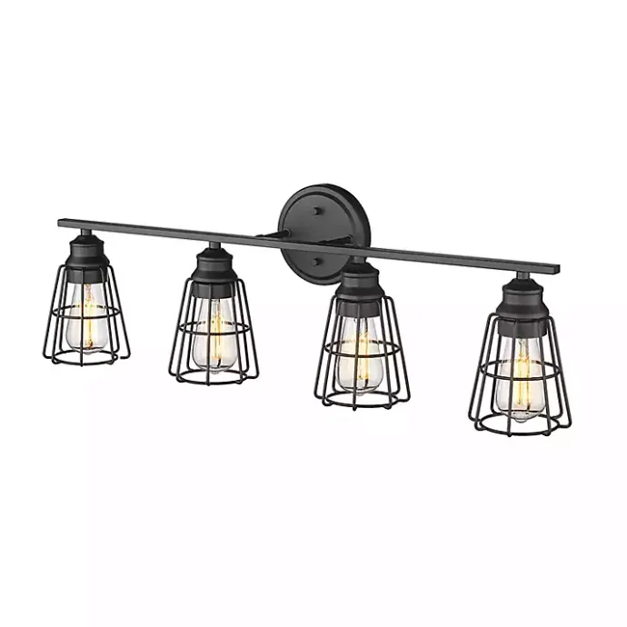 Discount Kirklands Home Matte Cage Shade Vanity Light Black