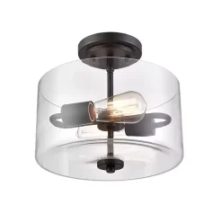 New Kirklands Home Matte Drum Semi-Flush Mount Light Black