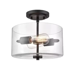 New Kirklands Home Matte Drum Semi-Flush Mount Light Black