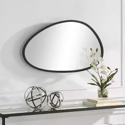 Online Kirklands Home Matte Black Modern Asymmetrical Wall Mirror