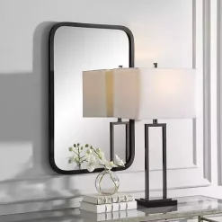 Online Kirklands Home Matte Black Rectangular Wall Mirror