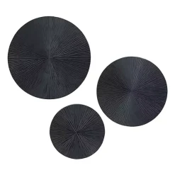 Hot Kirklands Home Matte Ribbed Sunburst Wall Plates, Set of 3 Black