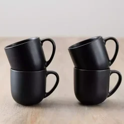 Hot Kirklands Home Matte Simple Things Mugs, Set of 4 Black