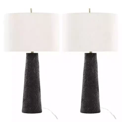 New Kirklands Home Matte Black Tapered Kona Table Lamps, Set of 2 Tan