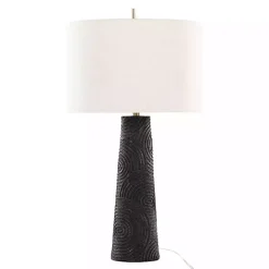 New Kirklands Home Matte Black Tapered Kona Table Lamps, Set of 2 Tan