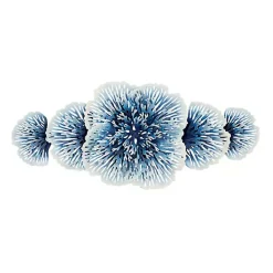 Discount Kirklands Home Matte and White Flowers Metal Wall Plaque Blue