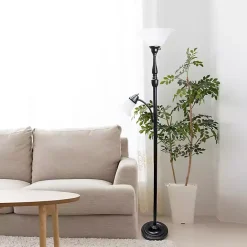 Sale Kirklands Home Matte Bronze and White Reading Arm Torchiere Brown