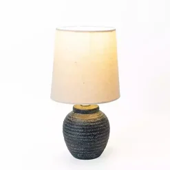New Kirklands Home Matte Charcoal Ribbed Mini Table Lamp Tan
