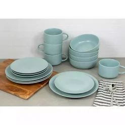 Outlet Kirklands Home Matte Mineral Kera 16-pc. Dinnerware Set Blue