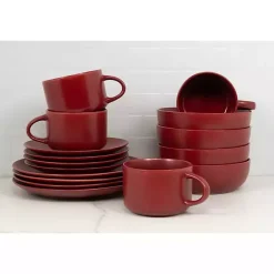Outlet Kirklands Home Matte Ceramic 16-pc. Dinnerware Set Red