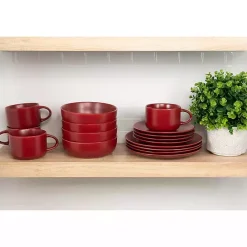 Outlet Kirklands Home Matte Ceramic 16-pc. Dinnerware Set Red