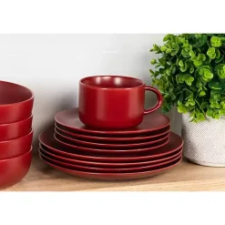 Outlet Kirklands Home Matte Ceramic 16-pc. Dinnerware Set Red