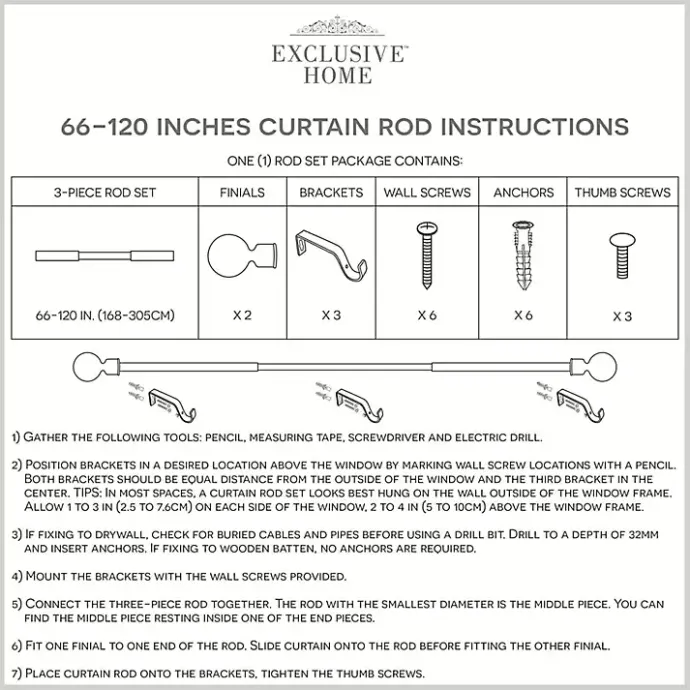 Online Kirklands Home Matte White Open Sphere Curtain Rod, 120 in.