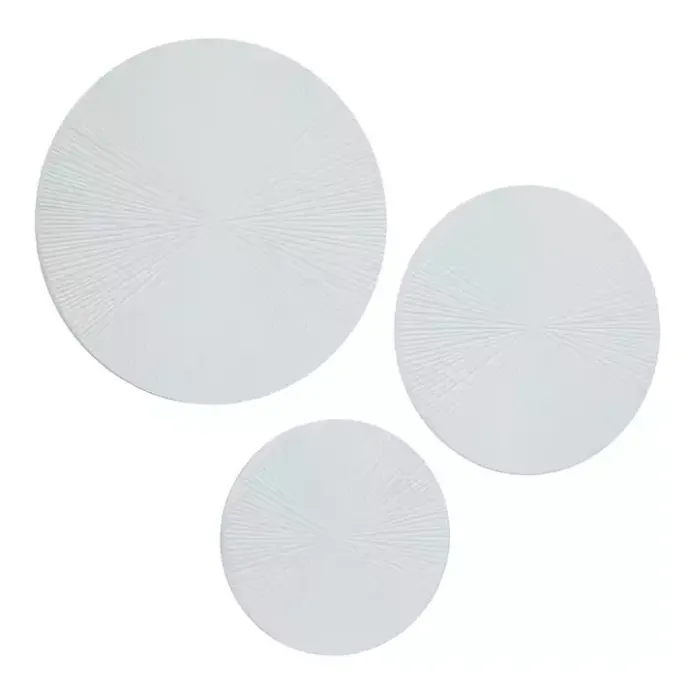 Hot Kirklands Home Matte Ribbed Sunburst Wall Plates, Set of 3 White