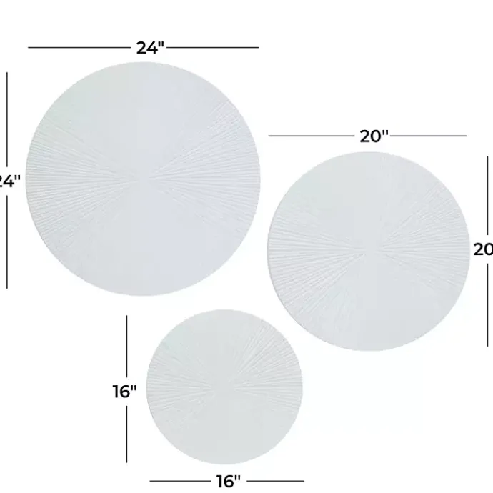 Hot Kirklands Home Matte Ribbed Sunburst Wall Plates, Set of 3 White