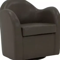 Online Kirklands Home Max Charcoal Faux Leather Swivel Club Accent Chair Gray