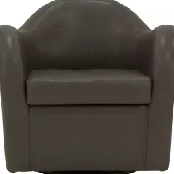 Online Kirklands Home Max Charcoal Faux Leather Swivel Club Accent Chair Gray