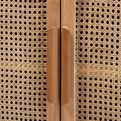 New Kirklands Home Medium Oak Rattan 2-Door Cabinet